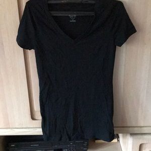 Plain black V-neck tee